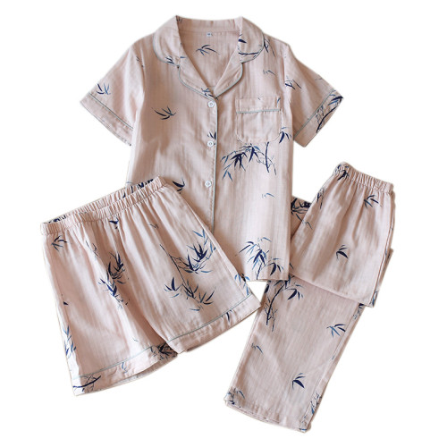 Le fournisseur en gros de pyjamas multi-pièces définit des shorts à col en V imprimés en vrac, plus la taille