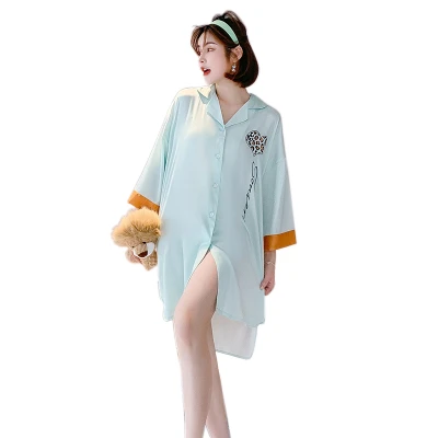 Chemise de nuit personnalisée en usine à manches longues à la maison chemise de nuit pour femmes vêtements de nuit décontractés