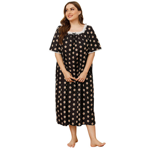 Оптовая торговля индивидуальной леди пижамы ночная рубашка для женщин с коротким рукавом ночная рубашка длинная повседневная