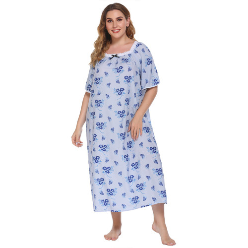 Оптовая торговля индивидуальной леди пижамы ночная рубашка для женщин с коротким рукавом ночная рубашка длинная повседневная