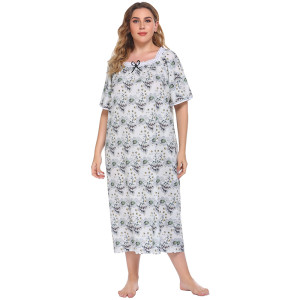 Plus size sleepwear wholesale, Elegant comfortable Printing Night skirt for bedroom