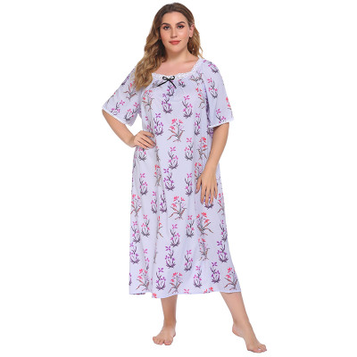 Plus size sleepwear wholesale, Elegant comfortable Printing Night skirt for bedroom