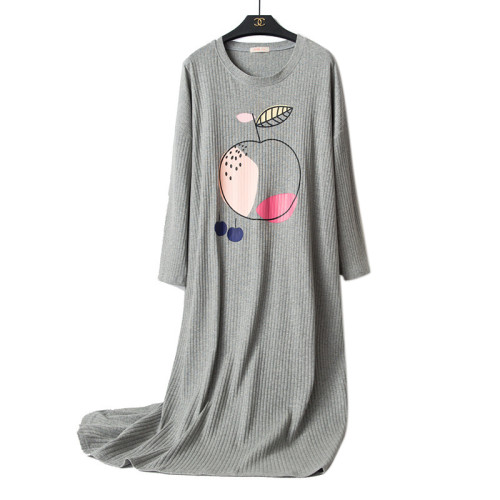 Usine de vêtements de nuit de nuit robe longue col rond chemise de nuit décontractée à manches longues femmes