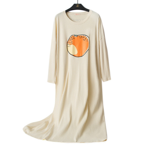 Заводская одежда для сна, ночное длинное платье с круглым вырезом, повседневная ночная рубашка с длинным рукавом, женская