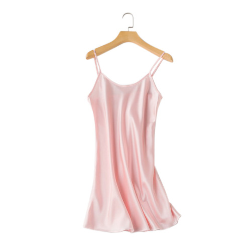 Оптовая торговля ночная рубашка юбка на подтяжках шелковая женская атласная без рукавов женская повседневная домашняя одежда