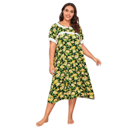 Custom print pajamas, Plus size Sleepwear dress for Women,Factory Price wholesale