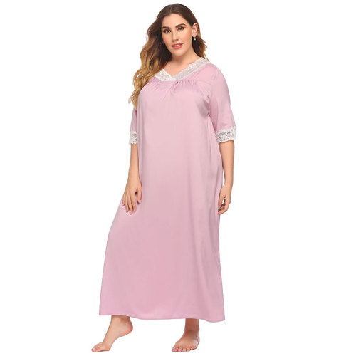 Fournisseur d'usine Chemise de nuit en coton col en V pour les femmes Home Wear Pyjama de mode élégant