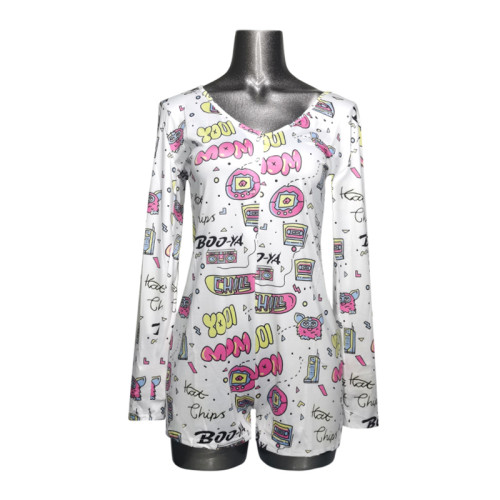 One Piece Sleepwear Womens, Женская печать обтягивающих пижам, Заводская цена на женское ночное белье Onsies