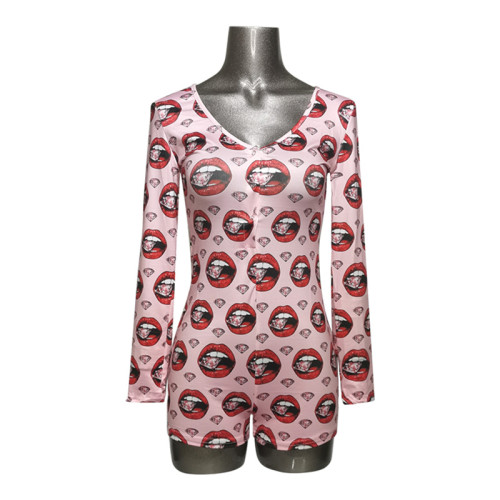 Onesie Jumpsuit Womens, Peau et vêtements de nuit serrés Onesie, Pyjamas d'impression de grande taille pour dames, Vente en gros Nighty Nightwear Femmes Onesies