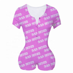 Женская цельная пижама, домашняя одежда с короткими рукавами, пижамы, женская пижама для взрослых, повседневная, заводская цена, цельный обтягивающий