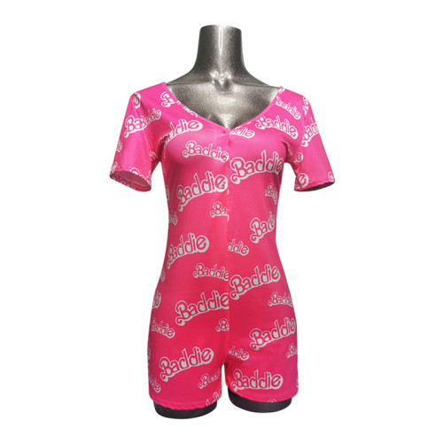 Женская цельная пижама, домашняя одежда с короткими рукавами, пижамы, женская пижама для взрослых, повседневная, заводская цена, цельный обтягивающий