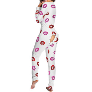 Printing Customized Design and Low MOQ One Piece Pajamas With Back Flap Plus Size