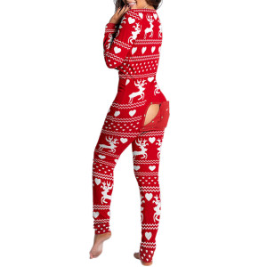 Christmas Onesie Plus Size One Piece Pajamas With Back Flap Snow/Christmas trees/Christmas hat/Reindeer Different Prints For Sleepwear Party