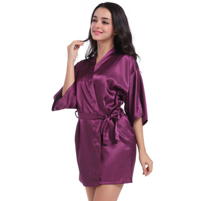Imitation Silk Mid-length Robe Bathrobes for Women Comfort and Elegant Sleeping Wear at Home