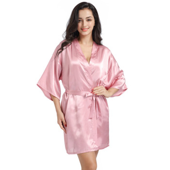 Luxury Imitation Silk Bride Wedding Robes Custom Printing Bathrobes For Lady