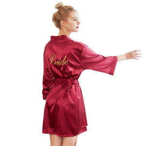 Bride Silk Robe,Women's Plus Size Printed Robes,Low MOQ and Drop Shipping,Pretty and Fashion,Factory Price Casual Sleepwear