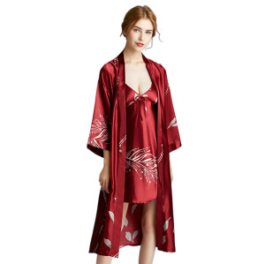 Robe longue en soie grande taille pour femmes, expédition directe de peignoirs pour femmes, pyjama de nuit au genou, porter en gros