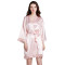 Long Sleeve Silk Robe,Ladies Shiny Nightgown,Lace Design Woven Glossy Bathrobes Plus Size Wholesale Woman Pajama China