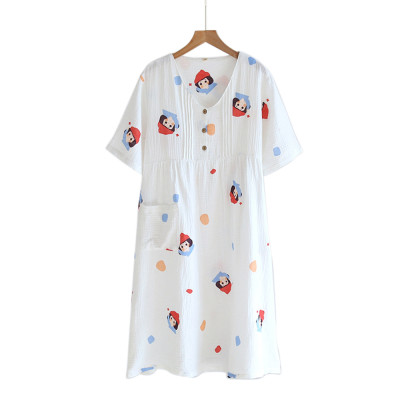 Ночная рубашка женская с принтом, Домашняя одежда нестандартного размера для женщин, Свободная ночная рубашка оптом