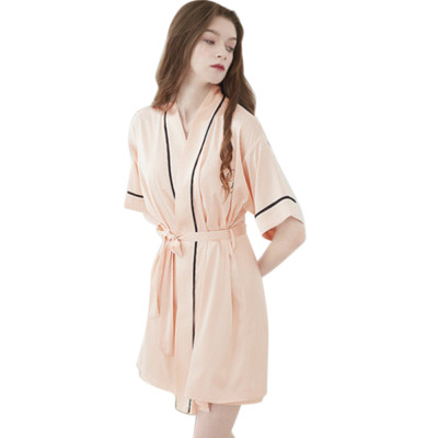 Woman's Nightgown, 2 Piece Pajamas Sets Silk Logo Embroidery Wholesale Custom Size