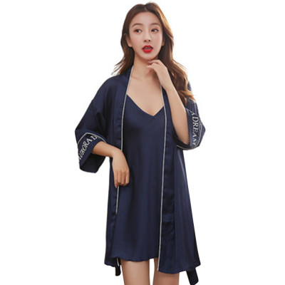 Ladies Nightgown Set, Women Printed Homewear, 2-Piece Robe Set Nightgown OEM/ODM