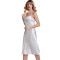 Soft Imitation Silk Solid Color Fitted Waist Long Slip Dress Nightgown Vintage Style For  Bedroom