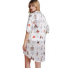 Imitation Silk One Piece Sleepwear T shirt White Color Knee-length Nightgown With Beautiful Printing