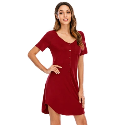 Lingerie Vêtements de nuit et vêtements de détente, Chemise de nuit Botton Loose Casual, Pyjamas de nuit pour femmes Fournisseurs
