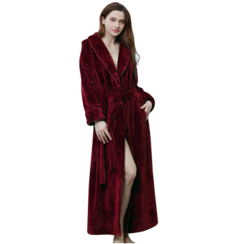 Woman Flannel Robe, Loose Long Sleeve Couple Robe,Wholesale Solid Pajamas for Women and Men