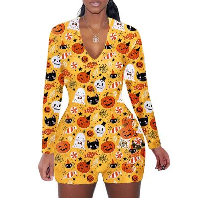 Pyjamas d'Halloween de grande taille, vêtements de nuit pour femmes Onesie Slim, prix d'usine de vêtements de nuit en soie glacée