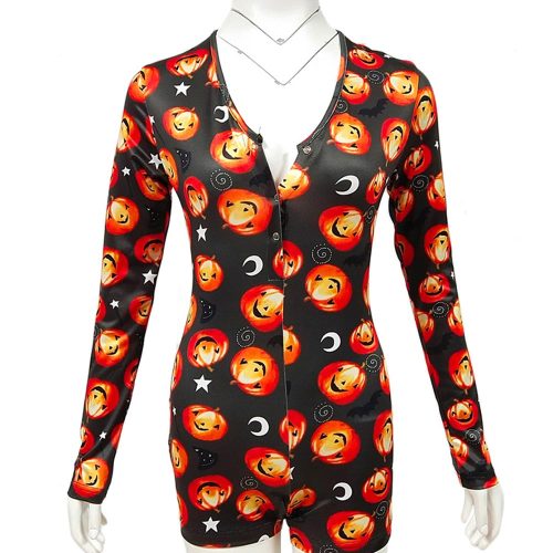 Пижамные штаны на Хэллоуин, женские пижамы, обтягивающие тонкие, женские комбинезоны для сна оптом