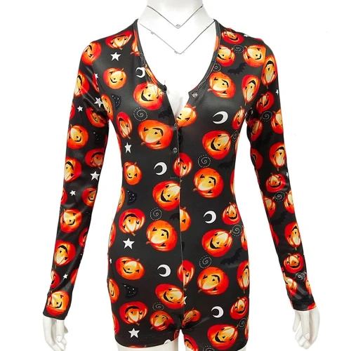 Pantalons de pyjama d'Halloween, pyjamas pour femmes Onsies serrés minces, barboteuses de vêtements de nuit pour femmes en gros
