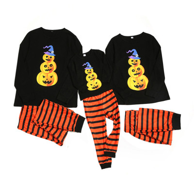 Plus Size Halloween Pajamas, Family Long Sleeve Pumpkin Printed Home Wear Wholesale