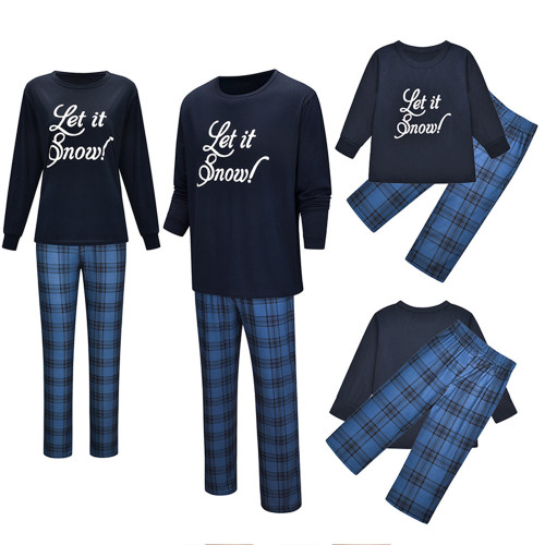 Plus Size Christmas Pajamas,Lattice Letter Printed Parent-child Suit,Wholesale Casual Sleeping Clothes