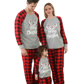 Christmas Pajama Party,Letter Printing Long Sleeve Clothing,Suppliers Two Piece Sets Family Loose Wear