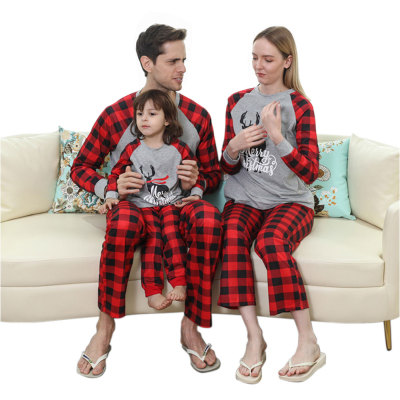 Pyjamas de Noël assortis, sentiment de confort pour les vêtements de nuit à thème, service d'ODM OEM en treillis de coton à manches longues