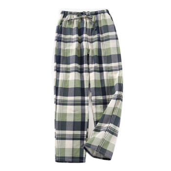 Cotton Keep Warm Plaid Design Couple Pajamas Pants For Home