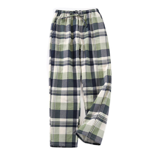 Cotton Keep Warm Plaid Design Couple Pajamas Pants For Home