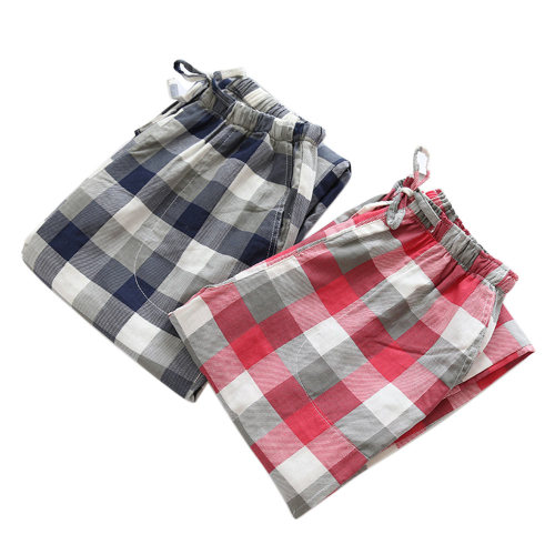 Cotton Material Casual Plaid Couple pajamas Pants Customized Printing Size For Home