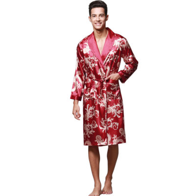 Men's Pajamas, Plus Size Long Sleeve Knee-length Luxury Robes Custom Printing