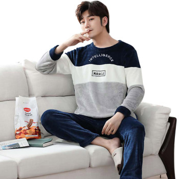 Men's Flannel Pajamas, Leisure Winter Two-piece Set, Factory Price Long Sleeve Sleepwear