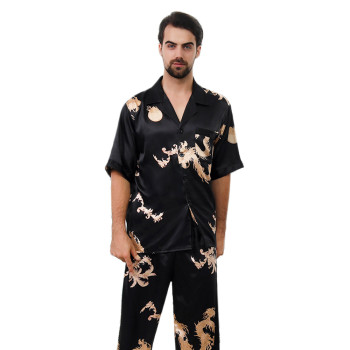 Silk Man Sleepwear, Plus Size Thin Couple Pajamas Set, Men's and Women's V-neck Home Wear