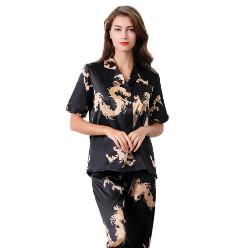 Silk Man Sleepwear, Plus Size Thin Couple Pajamas Set, Men's and Women's V-neck Home Wear