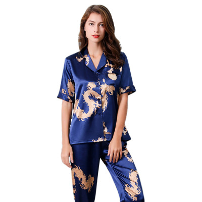 Silk Man Sleepwear, Plus Size Thin Couple Pajamas Set, Men's and Women's V-neck Home Wear