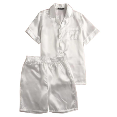 Men's Silk Pajamas,Men's Solid Color Home Wear, Short Sleeve Breathable Sleepwear Wholesale