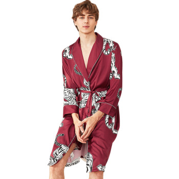 Long Sleeve Robe For Man, Ice Silk Pajamas Cardigan, Fancy Printed Home Clothes Manufacturers