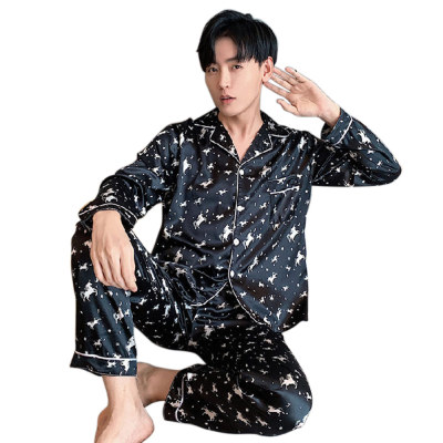 Silk Men's Pajamas, Long Sleeve Trousers Sleepwear Set, Smooth Breathable Fabric Wholesale Low MOQ