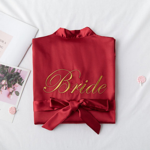 Imitation Silk Gilding Morning Gown Bridesmaid Wedding Sling with Robe Low MOQ Custom Design