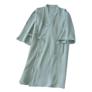 couple bathrobe Pure color short-sleeved cotton nightgown wholesale