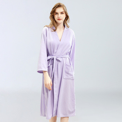 Waffle Hotel Solid Bathrobe,Couple Home Wear Robe,Absorbent Sweat Steaming Pajamas,Core Factory